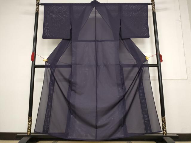長閑やかさ屋御召しもの＊夏物 色無地 絽 濃薄墨色 洗える御召しもの AABB0600st