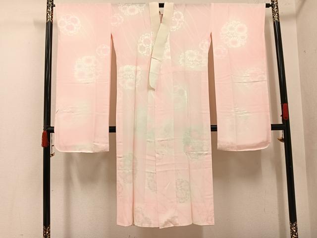 長閑やかさ屋御召しもの●振袖用長襦袢 無双仕立てもの 花地紋 暈し染め 正絹 珠玉 AABI7439ph