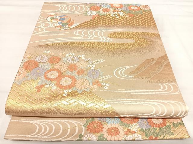 長閑やかさ屋御召しもの◎六通柄袋帯 唐織 鴛鴦花文 金糸 正絹 珠玉 AABI5410yx