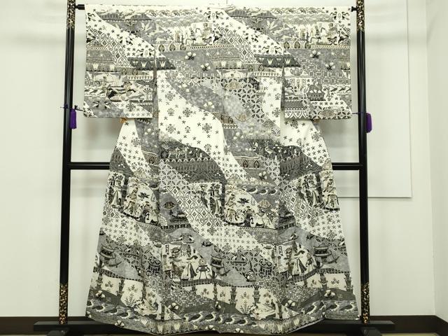 平和屋本店■極上　訪問着　総刺繍　スワトウ刺繍　壁画文様　金糸　逸品　CZAA1376s5｜平和屋