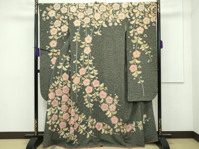 営MK729-80　本草木染作家　瑞寶　色無地　反物　着尺　京三彩　若竹色　着物　帯