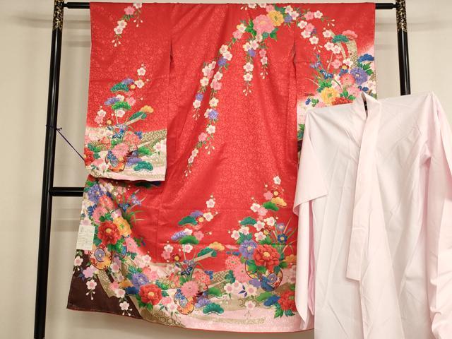 長閑やかさ屋お召しもの[]七五三 御姉さん ７歳 祝着 四つ身 長襦袢（単衣）仕掛ける 割れ易い文 暈し染め 金彩 未当て嵌める AABH2918ja