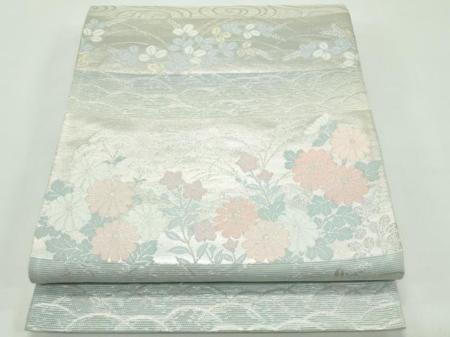 長閑やかさ屋御召しもの＊夏物 六通柄 秋草文 現ナマ糸 袋帯 正絹 珠玉 CABF4743rv