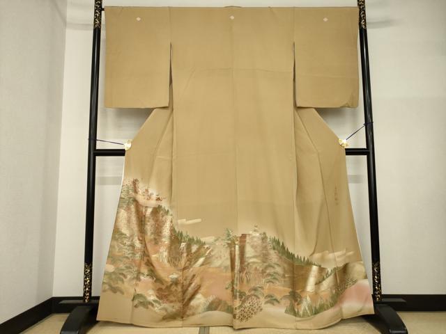 長閑やかさ屋御召しもの●晴れ晴れしい色留袖 金彩琳派 見晴らし文 正絹 珠玉 AABI4409ck