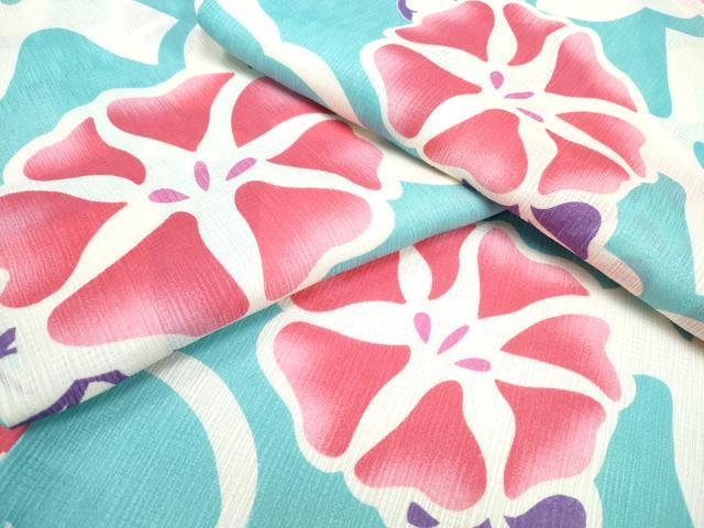平和屋着物∴夏物 浴衣・小紋兼用 朝顔 綿麻 逸品 未使用 CABJ0058ng|平和屋