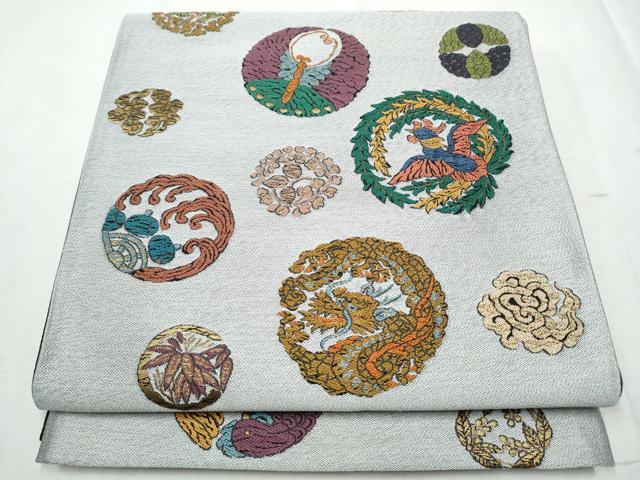 平和屋着物●六通柄袋帯　龍　花鳥丸文　金糸　正絹　逸品　CABD5808hy｜平和屋