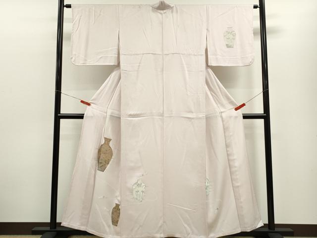 平和屋着物▽訪問着　単衣　陶器草花文　金彩　正絹　逸品　CABF3171ze｜平和屋
