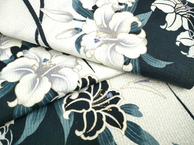 平和屋着物&there4;夏物　浴衣　百合芝草文　ラメ　綿　逸品　CABJ0062ng｜平和屋