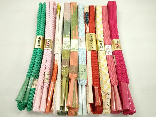 平和屋着物●和装小物 帯締め10本セット 高麗組 本場大島紬 丸組 逸品 未使用 CABF7291ju