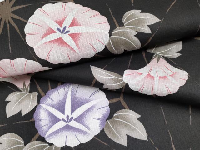平和屋着物&there4;夏物 浴衣 綿紅梅 朝顔 黒地 綿 逸品 CABF2734tx｜平和屋