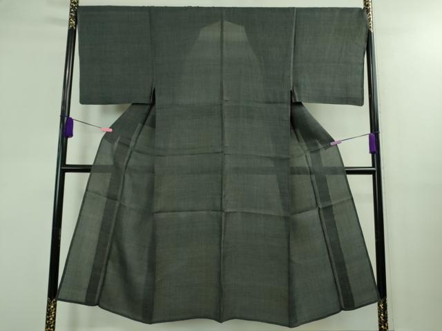 長閑やかさ屋中央局＊御前上等 夏物 成人男性 石川県任ずる無形文化財 能登上布 本麻手織上布 120亀甲 総端っこ 藍墨赤銅色地 珠玉 DZAB0312kh5