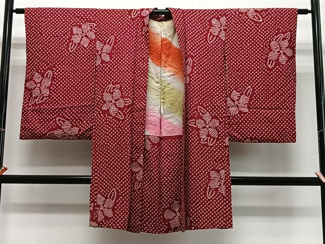 長閑やかさ屋御召しもの∞長羽織 紬地 総絞り 舞花文 正絹 珠玉 CABG3801ua
