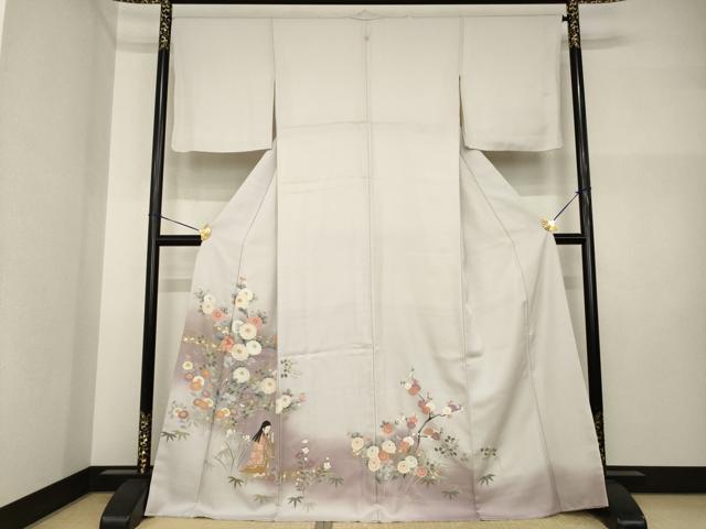 長閑やかさ屋御召しもの●晴れ晴れしい色留袖 成人女性花文 正絹 珠玉 AABI4414ck