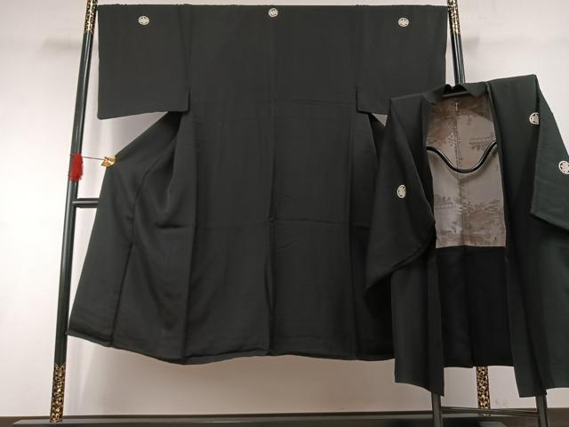 長閑やかさ屋お召しもの●成人男性 黒紋付 羽織仕掛ける 正絹 珠玉 AABH0593fy