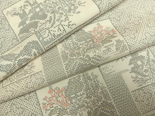長閑やかさ屋御召しもの●発祥地大島紬 白大島 120亀甲 色紙重ね花文 正絹 珠玉 AABI1365fy