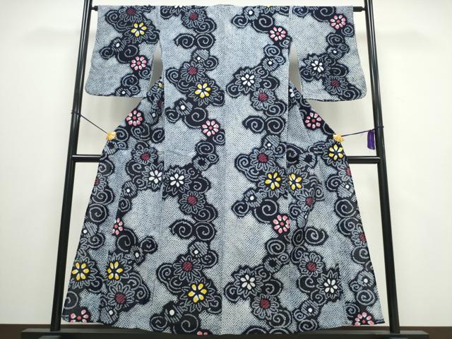 平和屋着物∴夏物 浴衣 有松鳴海絞り 花唐草文 綿 逸品 CAAW0920ng