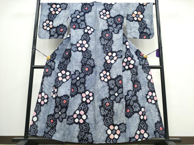 平和屋着物∴夏物 浴衣 有松鳴海絞り 舞菊文 綿 逸品 CAAW0927ng