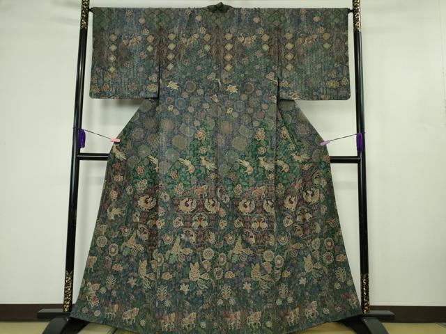 長閑やかさ屋中央局●より良い 中国三大刺しゅう 総スワトウ刺しゅう 汕頭刺繍 短い訪問着 人となり毛の荒物更紗花文 金糸 珠玉 DZAB4618kh6