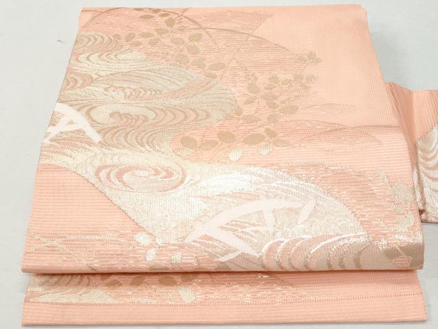 平和屋着物*夏物 九寸名古屋帯 流水籬文 金糸 正絹 逸品 CAAW5513fb|平和屋