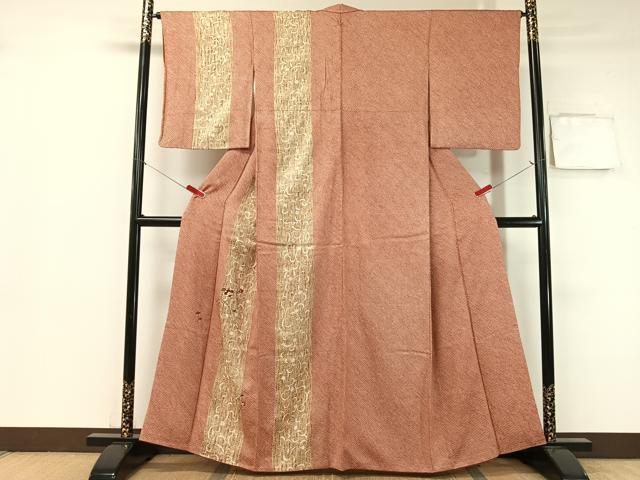 長閑やかさ屋御召しもの●短い訪問着 総絞り 刺しゅう 花唐草抜け道 金彩 正絹 珠玉 CABB5012vp