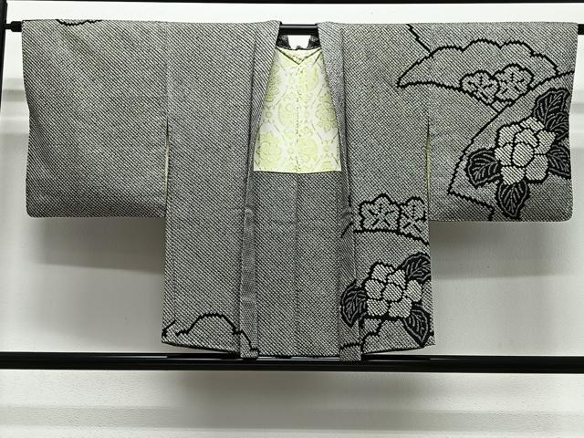 長閑やかさ屋御召しもの∞羽織 総絞り 雲取り花文 黒地 正絹 珠玉 CABG3802ua