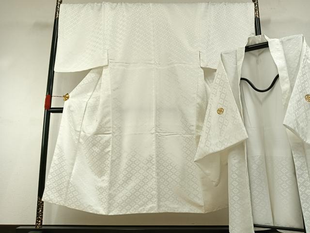 長閑やかさ屋お召しもの●成人男性 白紋付 羽織仕掛ける 菱地紋 キングサイズ AABH0594fy