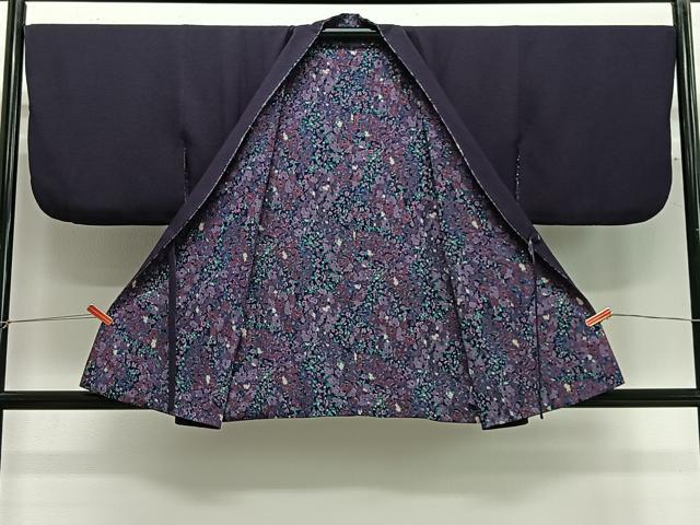 長閑やかさ屋御召しもの＃道中着 リヴァーシブル 顕花植物文 桑の実色 洗える御召しもの CABG3777ua