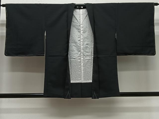 長閑やかさ屋御召しもの＃羽織 総刺しゅう 水流御所車文 黒地 金糸 洗える御召しもの 未当てはめる CABG3779ua