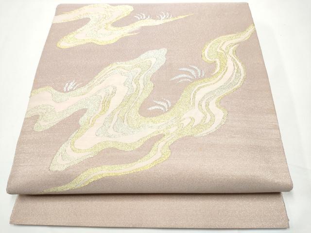 長閑やかさ屋御召しもの●膜鳴楽器柄袋帯 綴れ 水流文 現ナマ糸 正絹 珠玉 CABE4737hy