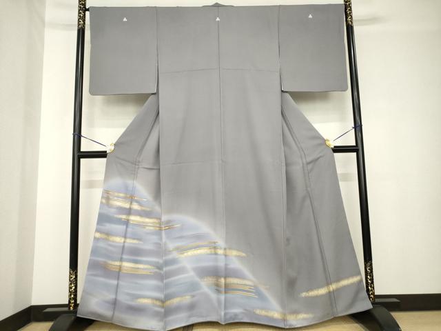 長閑やかさ屋御召しもの●晴れ晴れしい色留袖 駒刺しゅう 遠山霞文 金彩 正絹 珠玉 AABH4231ck