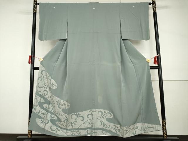 長閑やかさ屋御召しもの●晴れ晴れしい色留袖 鹿の子花唐草文 正絹 珠玉 AABI0031cs