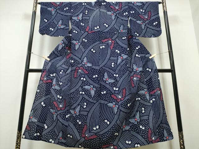 平和屋着物∴夏物 浴衣 有松鳴海絞り 舞蝶吉祥文 綿 逸品 CABB6680ng|平和屋
