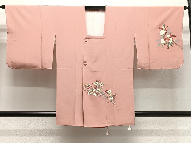 長閑やかさ屋御召しもの∞道行厚地の外套 友禅 絵書き物 顕花植物文 正絹 珠玉 未当て嵌める CABG3781ua