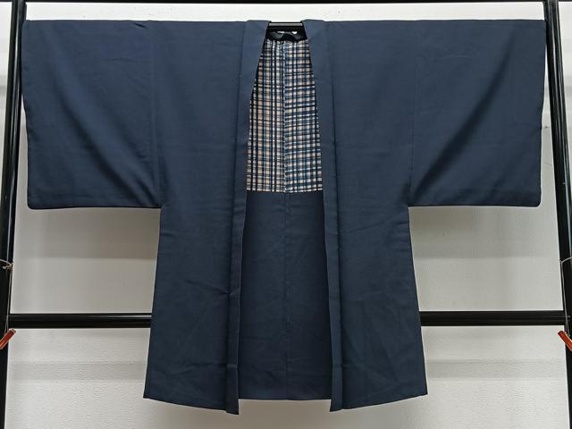 長閑やかさ屋御召しもの∞成人男性 長羽織 紬地 鉄灰色色 正絹 珠玉 CABG3782ua