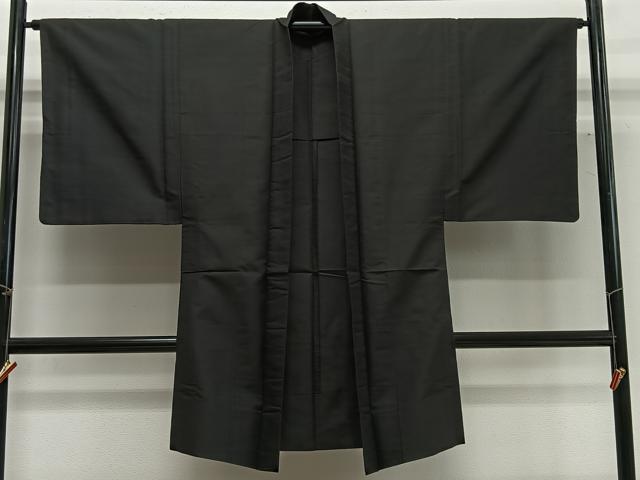 長閑やかさ屋御召しもの∞成人男性 長羽織 紬地 黒いこと 正絹 珠玉 CABG3791ua