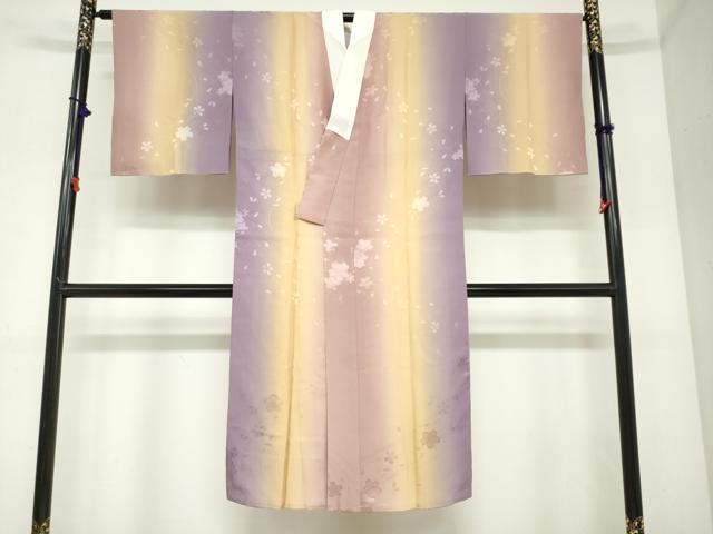 平和屋着物●長襦袢 袷 流水舞桜地紋 暈し染め 正絹 逸品 DABC2480ud