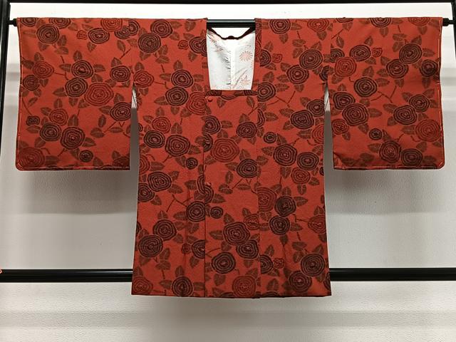 長閑やかさ屋御召しもの＃道行厚地の外套 椿 絞り 正絹 珠玉 未当て嵌める CABG3813ua