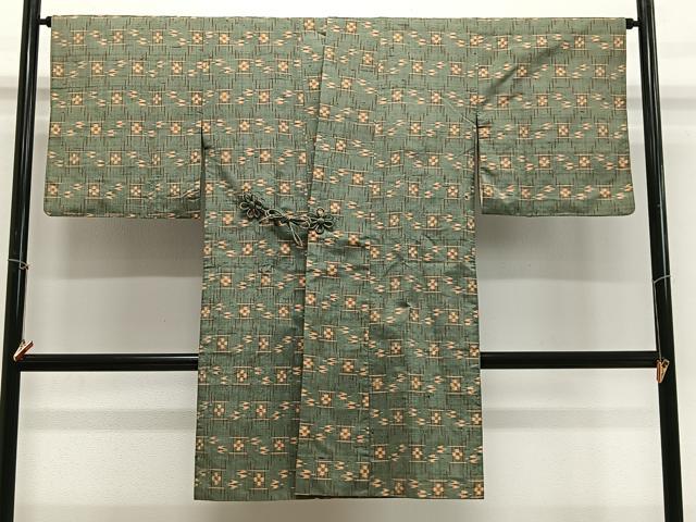 長閑やかさ屋御召しもの＃道中着 紬地 絣文様 ロング丈 正絹 珠玉 CABG3821ua