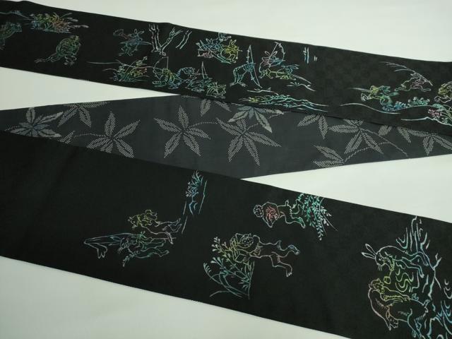楽天市場】平和屋2□極上 西陣 勝山織物謹製 両面半幅帯 鳥獣戯画 笹蔓