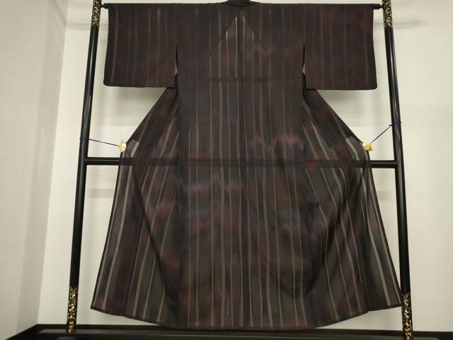 長閑やかさ屋御召しもの＊夏物 小紋 霞よろけ縞文 正絹 珠玉 AABI7160ck