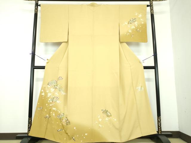 平和屋着物●金彩友禅作家　木村桂友　訪問着　舞扇花文　花筏　暈し染め　金彩　さが美扱い　正絹　逸品　DABE5853ps｜平和屋