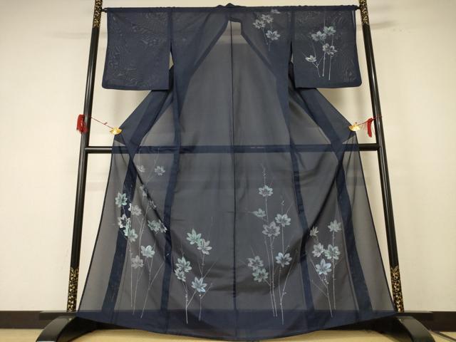 長閑やかさ屋御召しもの＊夏物 短い訪問着 絽 楓文 洗える御召しもの AABE7457jd