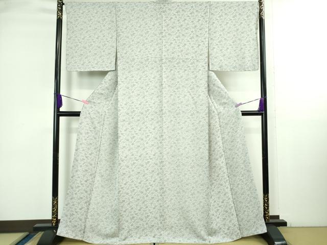 長閑やかさ屋御召しもの●飛び切り 御召しもの グレープ唐草文 灰青味地 反端付き添い人 珠玉 未当て嵌める DZAB3794kh6