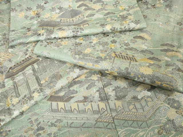 楽天市場】平和屋本店□極上 訪問着 紬地 駒刺繍 宝尽くし 風景草花文