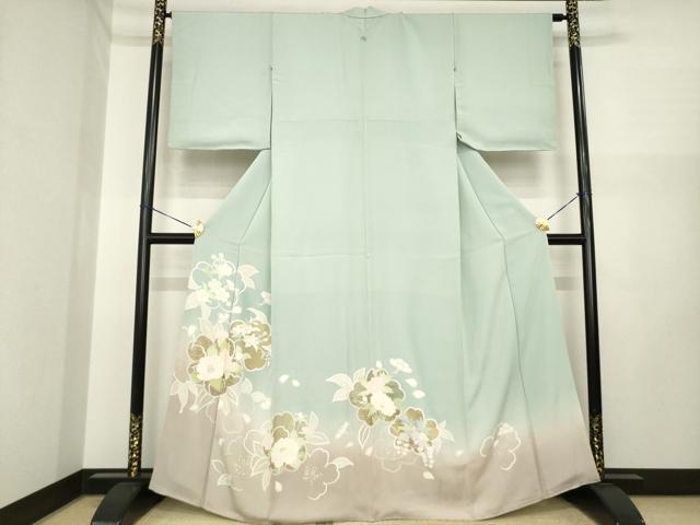 長閑やかさ屋御召しもの●晴れ晴れしい色留袖 舞花文 暈し染め 金彩 正絹 珠玉 AABI7925ck
