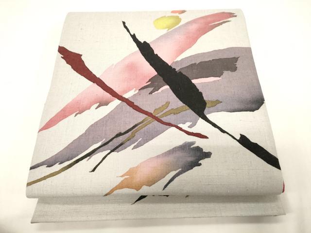 長閑やかさ屋御召しもの●膜鳴楽器柄袋帯 絵描き物 紬地 幾何学学文 正絹 珠玉 CABG3111dy