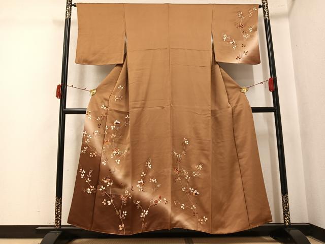 平和屋着物●訪問着　駒刺繍　花蝶文　暈し染め　金彩　正絹　逸品　AABK5248ph｜平和屋