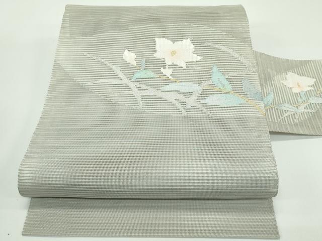 長閑やかさ屋御召しもの＊夏物 八寸名古屋帯 絽綴れ 枝花文 現ナマ糸 正絹 珠玉 CABG7335rv
