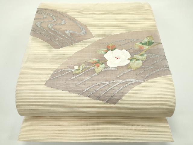 長閑やかさ屋御召しもの＊夏物 八寸名古屋帯 絽綴れ 西洋紙枝花文 現ナマ糸 正絹 珠玉 CABG7338rv