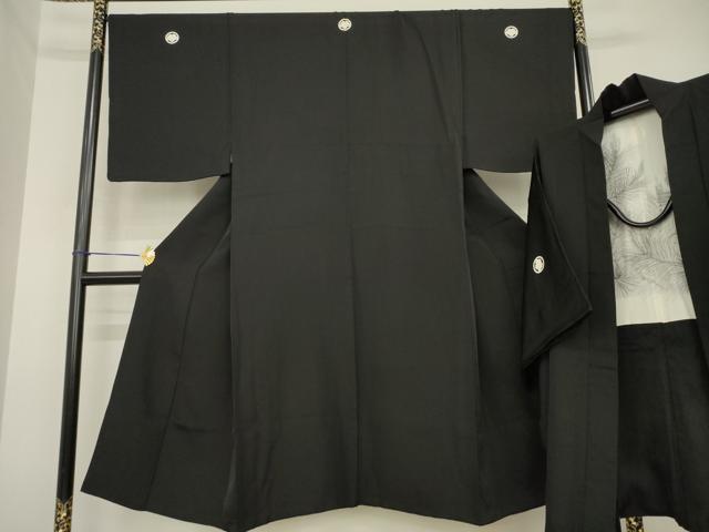 長閑やかさ屋御召しもの●成人男性 黒紋付・羽織書き割り 正絹 珠玉 AABH2630ck
